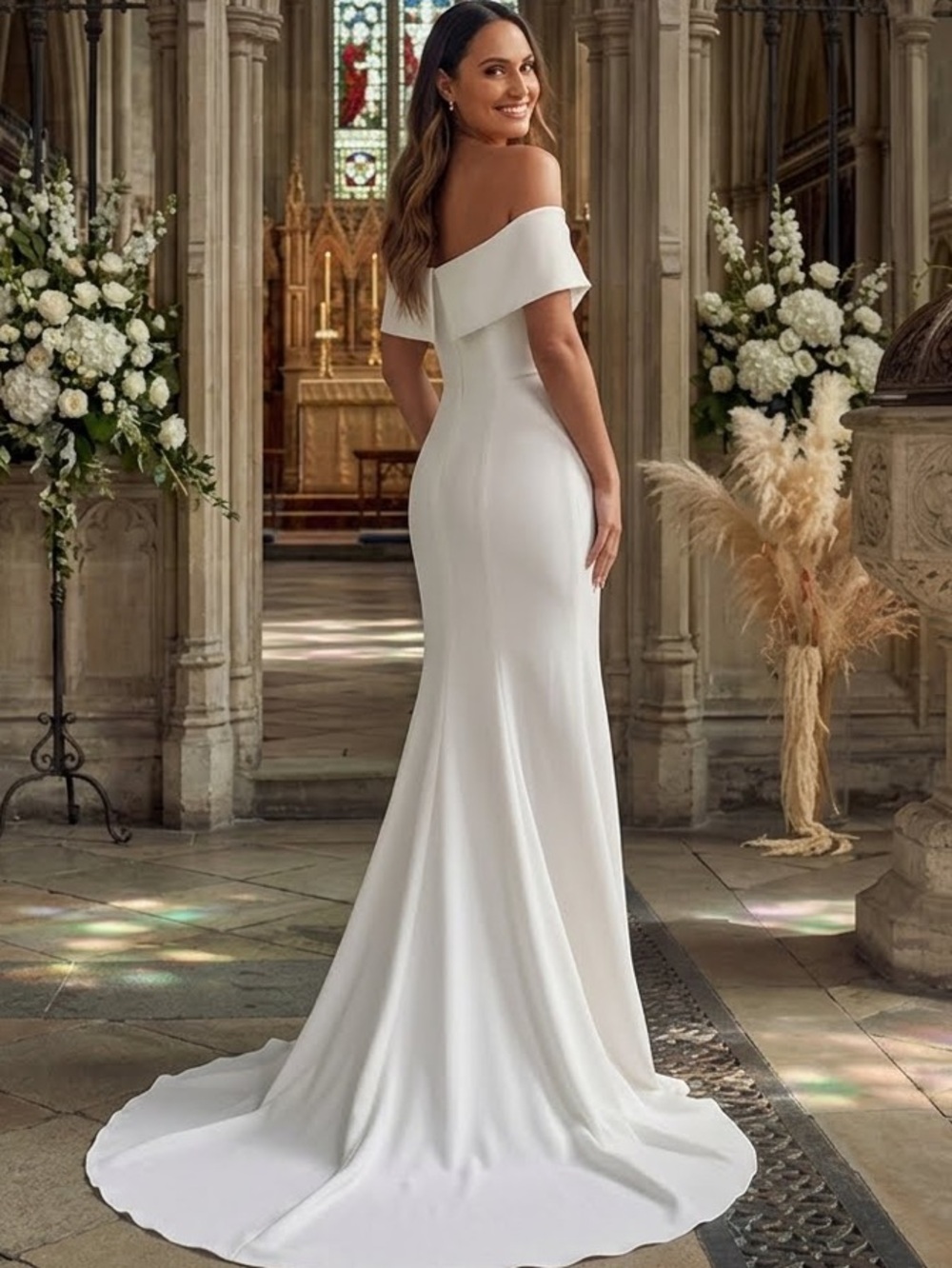 New Lulu's Exceptional Romance Off-Shoulder White Maxi Gown Sz Large